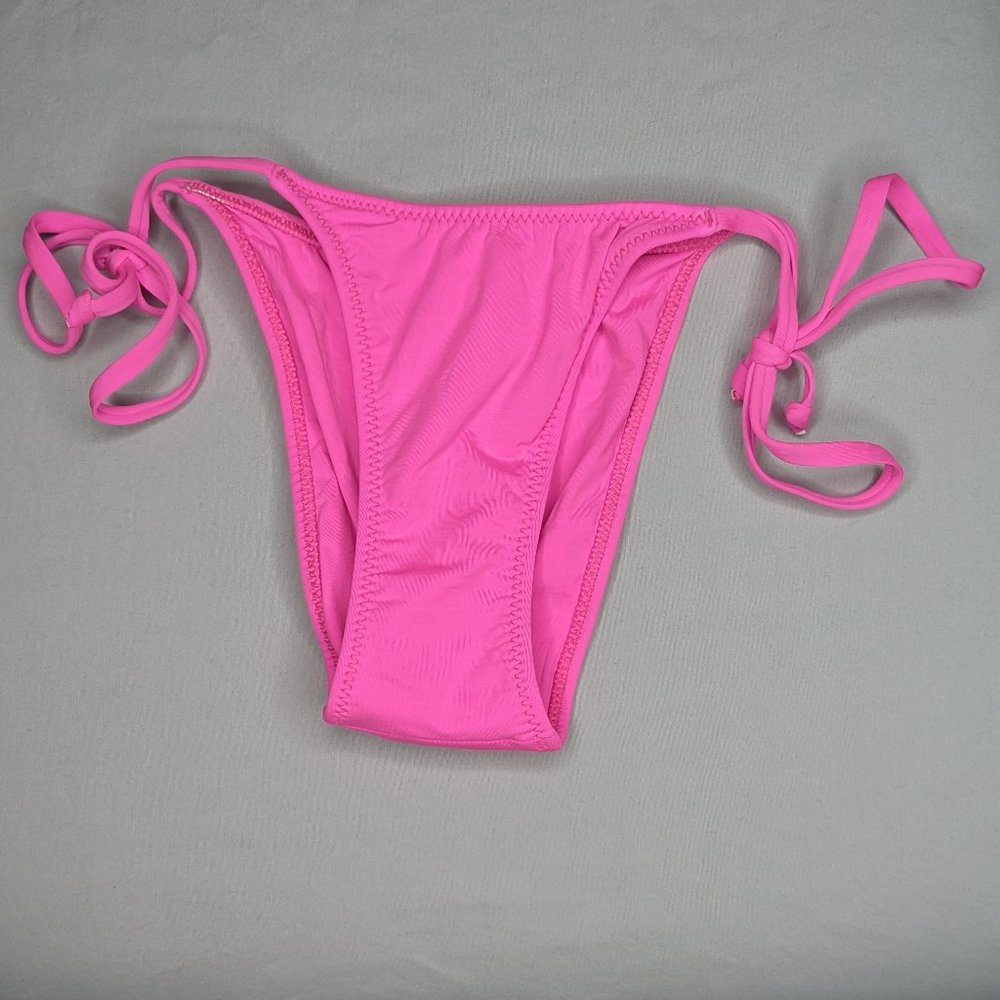 Hot Pink Magenta High Waisted Side Tie Swim Bikini Bottoms (XS) PINK VS